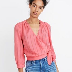 Madewell Wrap Top in Cecilia Stripe Size Medium